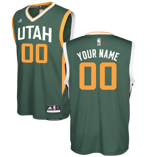 Men Utah Jazz Adidas Green Alternate Replica Custom NBA Jersey